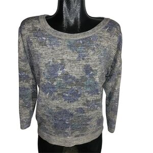 Angela Floral Print Crew Neck Sweater With Roll Tab Sleeves Size S